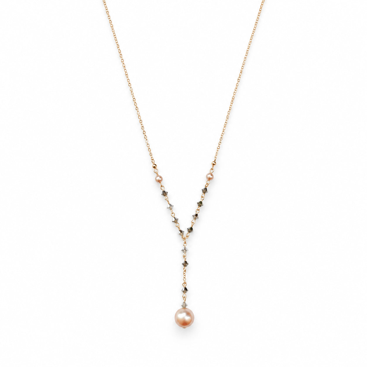 Pearl Drop Y-Necklace with CAL 2x European Crystals