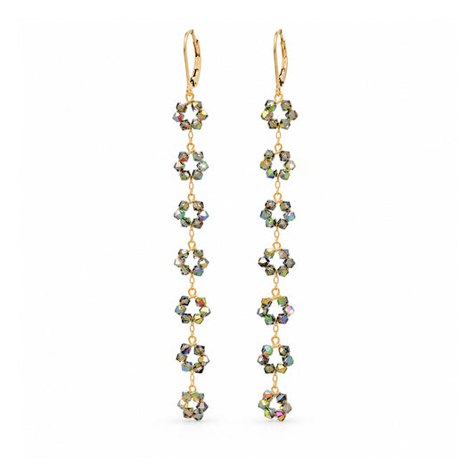 Iridescent Vitrail European Crystal Linear Duster Earrings