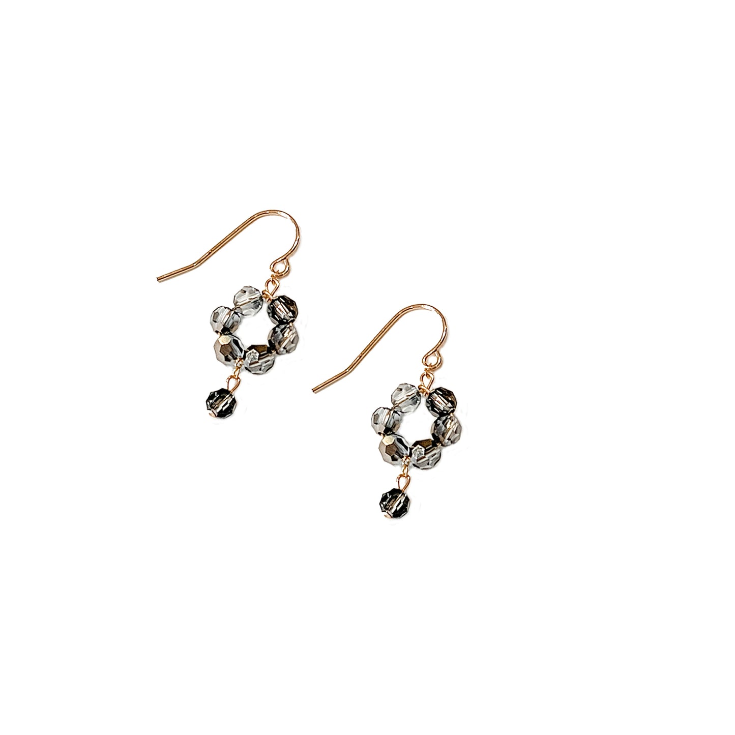 European Crystal Dainty 'Flower' Dangle Earrings (Select Color) Black Diamond