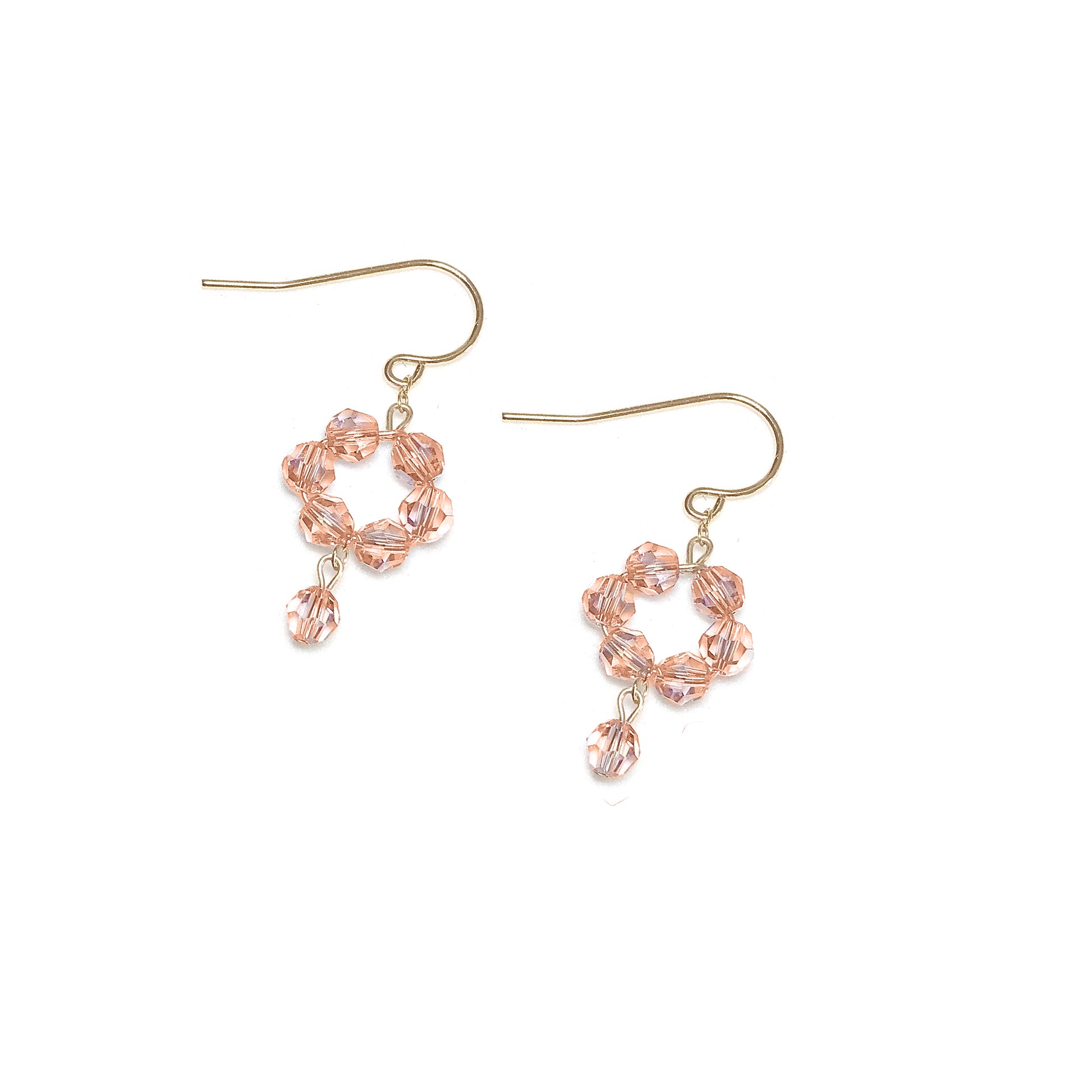 European Crystal Dainty 'Flower' Dangle Earrings (Select Color) LT Peach AB