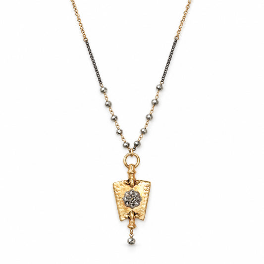 Vintage Hand-Cut Steel Key Pendant Necklace