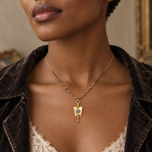 Vintage Hand-Cut Steel Key Pendant Necklace