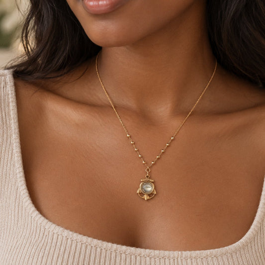 Vintage Compass Watch Fob Necklace