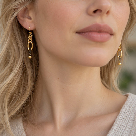 Intaglio Twisted Link Drop Earrings