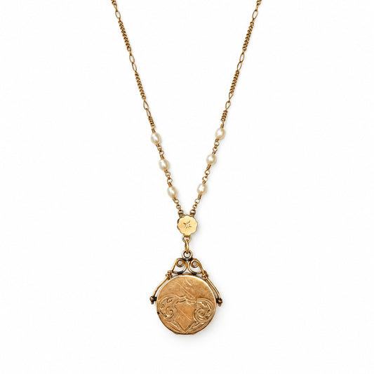 One-of-a-Kind Vintage Gold Locket with Freshwater Pearls