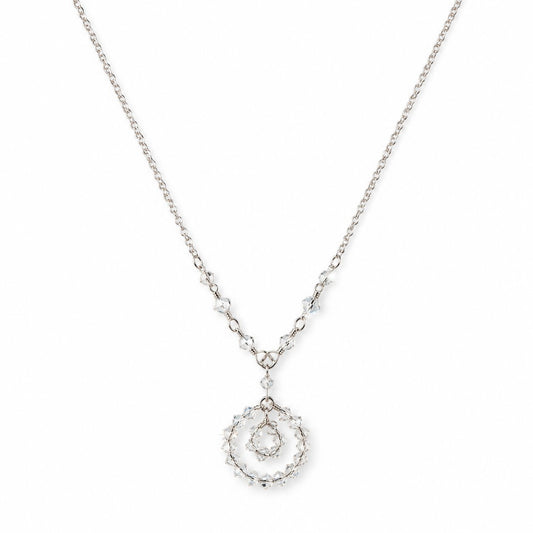 Silver Shade European Crystal Rings Small Pendant Necklace