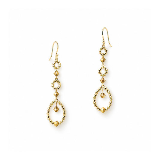 Gold Bead + European Crystal Cascade Earrings