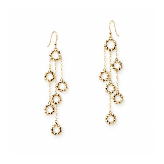 Gold Bead Cascade Chandelier Earrings
