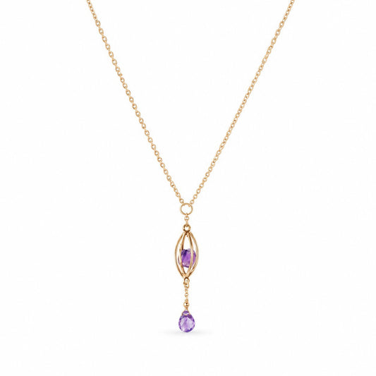 Caged Amethyst Intaglio Pendant Necklace