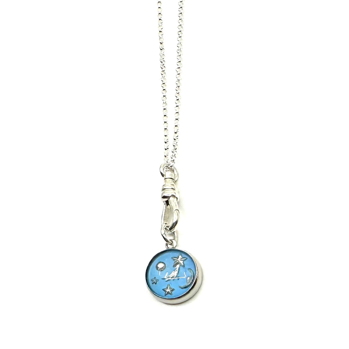 Vintage Reverse-Painted Nursery Rhyme Charm Necklace - Twinkle Twinkle Little Star