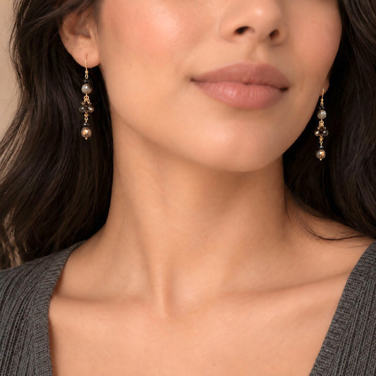 Dorado + Jet European Crystal Drop Earrings