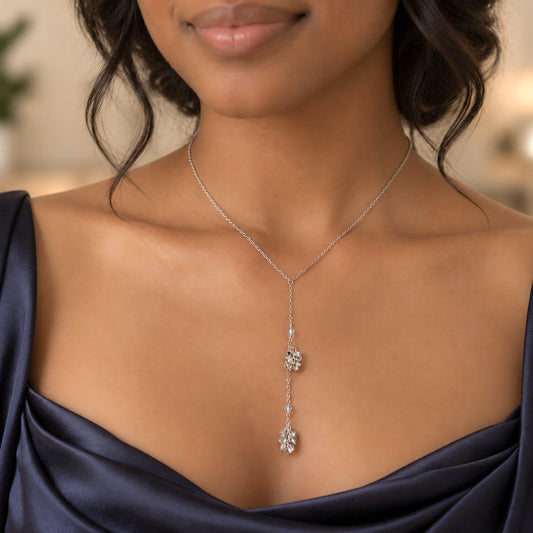 Ombré European Crystal Two-Drop Tassel Y-Necklace