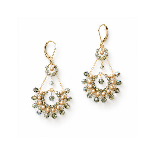 Black Diamond European Crystal + Pearl Teardrop Earrings