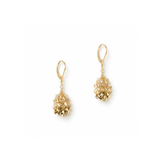 Ombré Aurum + Golden Shadow European Crystal Cluster Earrings