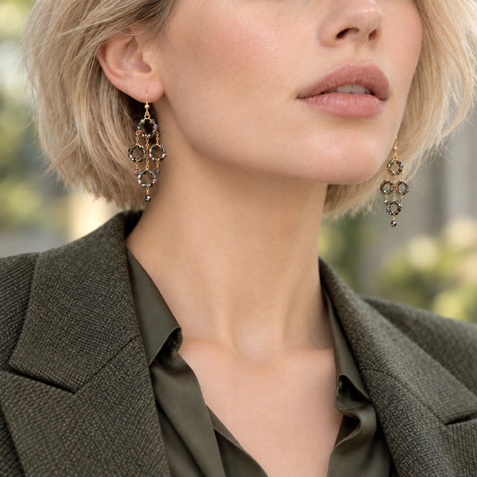 Iridescent Vitrail European Crystal Petite Chandelier Earrings
