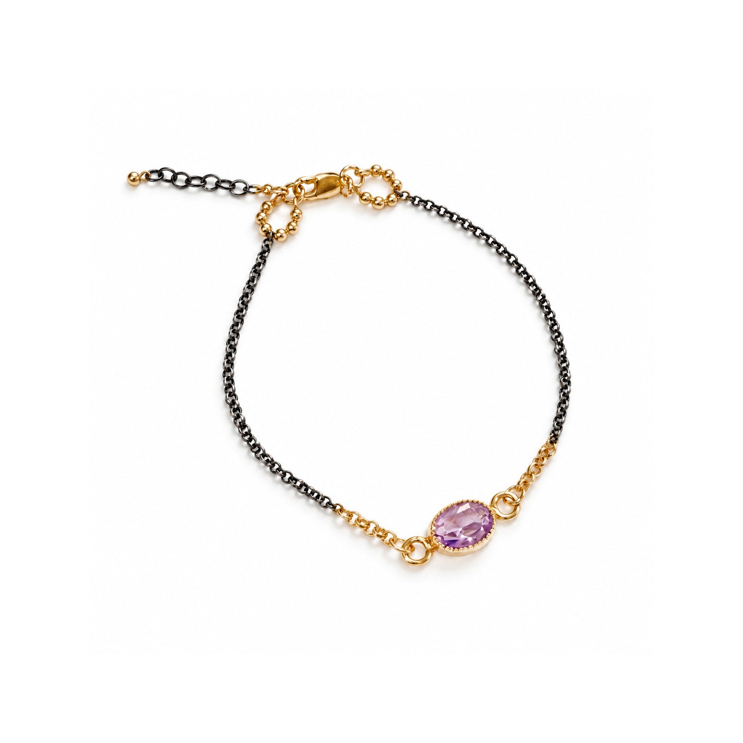 Vintage Amethyst Mixed Metal Bracelet