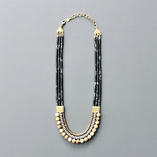 Triple Strand Magnesite + Jasper Statement Necklace