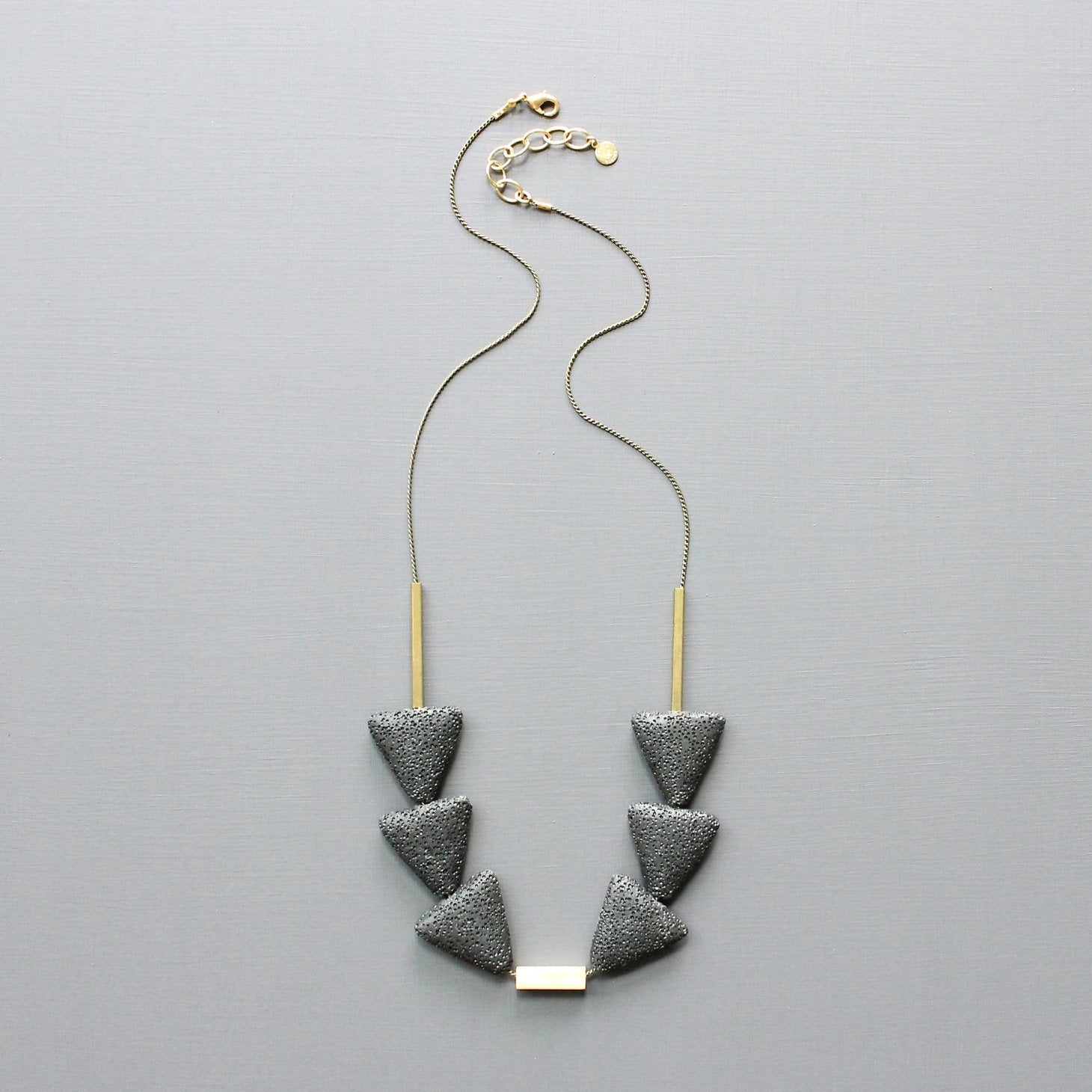 Black Lava Stone + Brass Statement Necklace