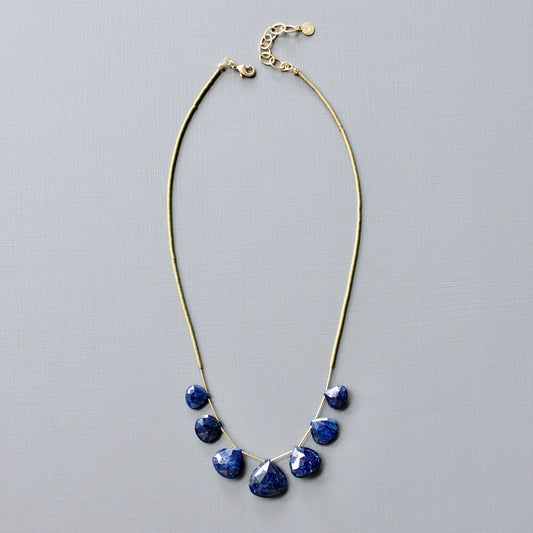 Graduated Blue Dumortierite Teardrop Necklace