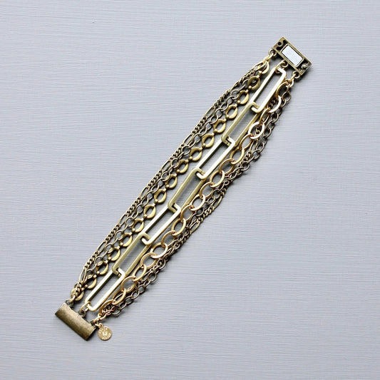 Multi Strand Oxidized Brass Chain Bracelet