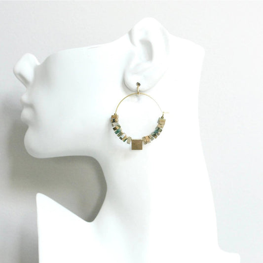 Jasper Cube Hoop Earrings