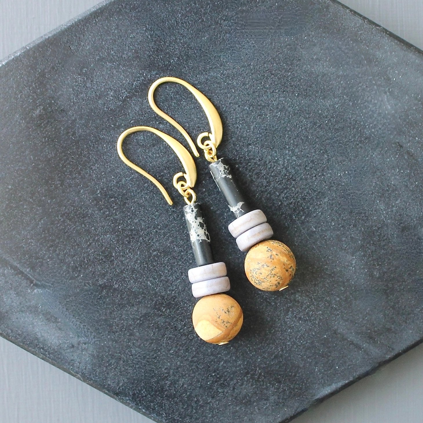 Jasper + Magnesite Drop Earrings