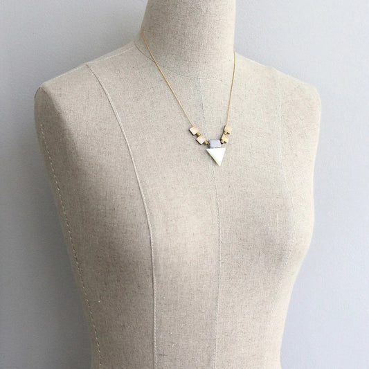 Magnesite + Agate Triangle Pendant Necklace