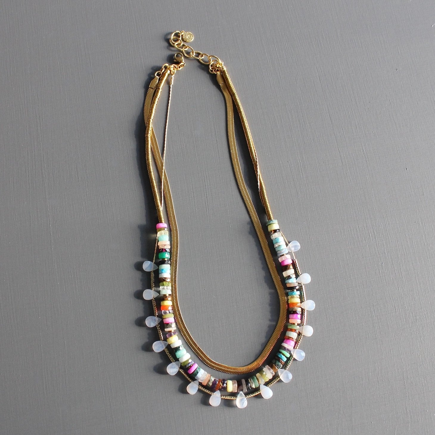 Triple Strand Multicolor Necklace