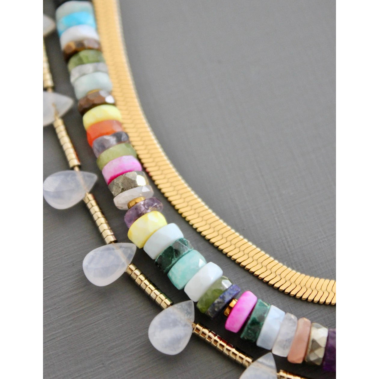 Triple Strand Multicolor Necklace