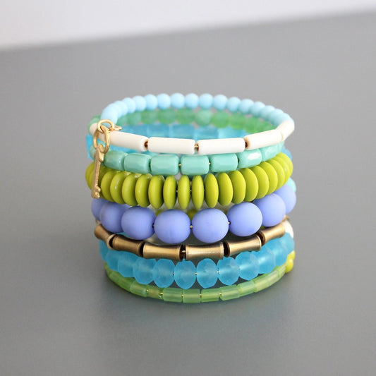 Turquoise + Chartreuse Color Pop Wrap Bracelet