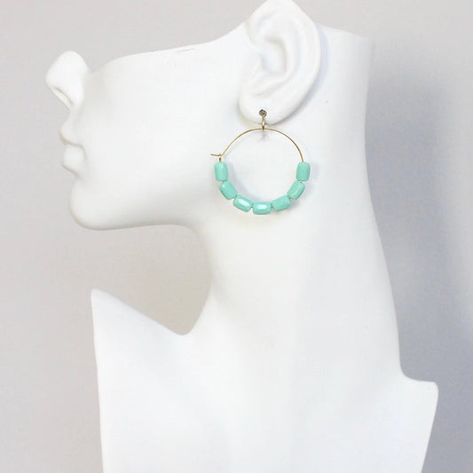 Turquoise Glass Hoop Earrings