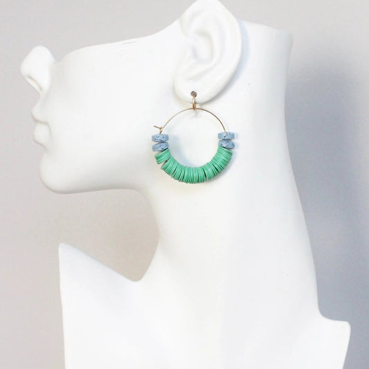 Vulcanite + Lava Bead Hoop Earrings