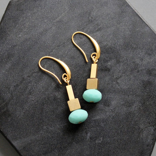 Turquoise Glass Drop Earrings