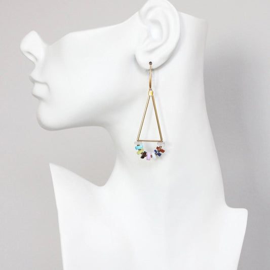 Multicolor Stone Geometric Statement Earrings