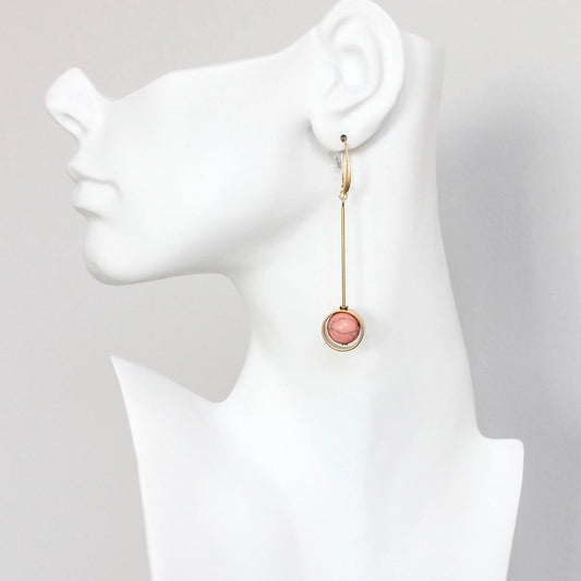 Coral Ball Geometric Drop Statement Earrings