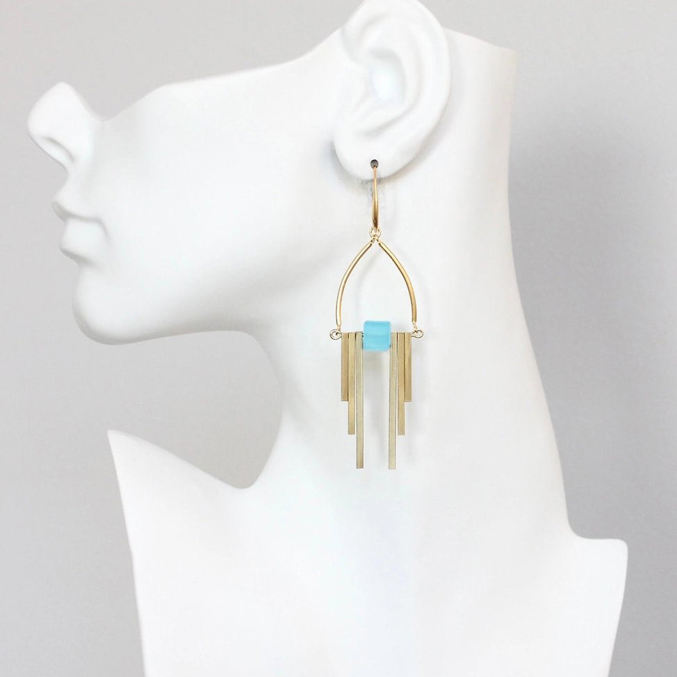 Capri Blue Art Deco Statement Earrings