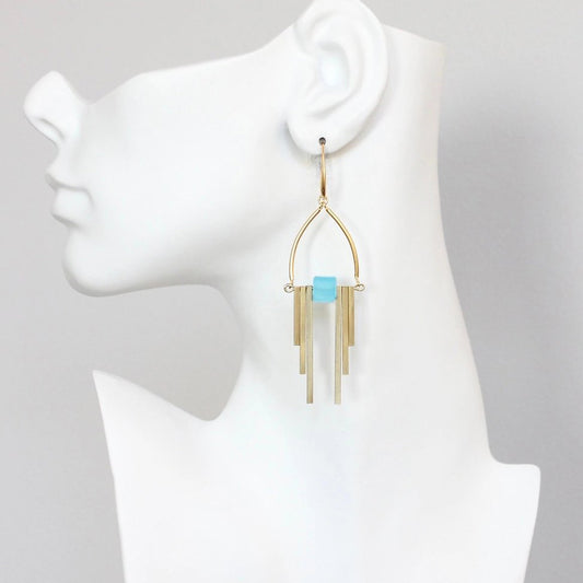 Capri Blue Art Deco Statement Earrings