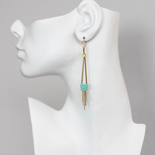 Matte Turquoise Fringe Statement Earrings