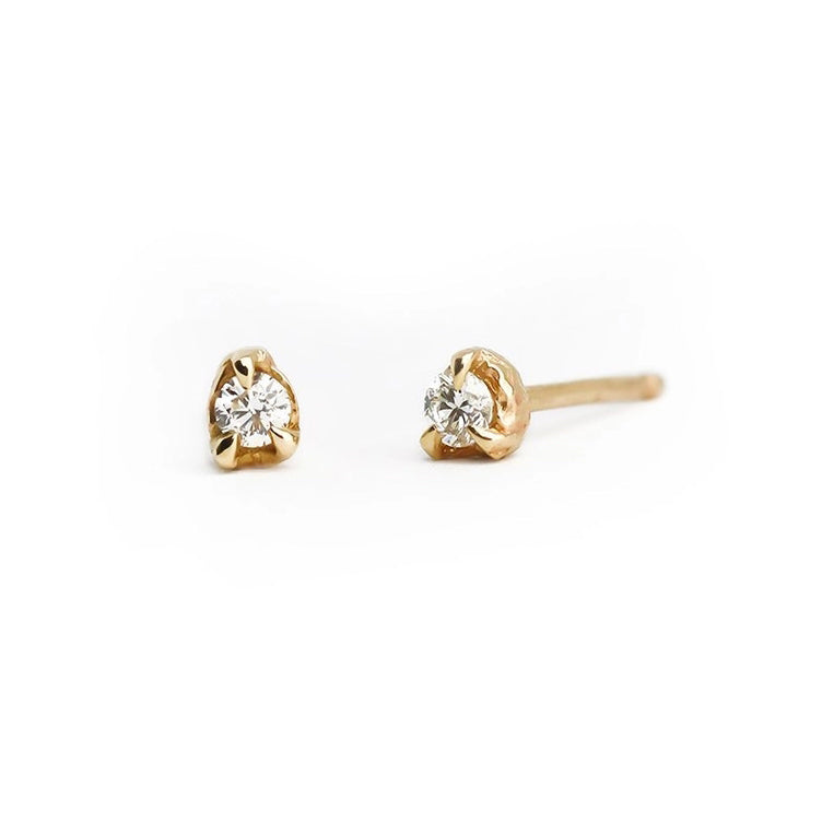 14k Gold + Diamond Petite Stud Earrings