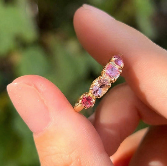 14k Gold ‘Pink Coral’ Multi-Gem Ring