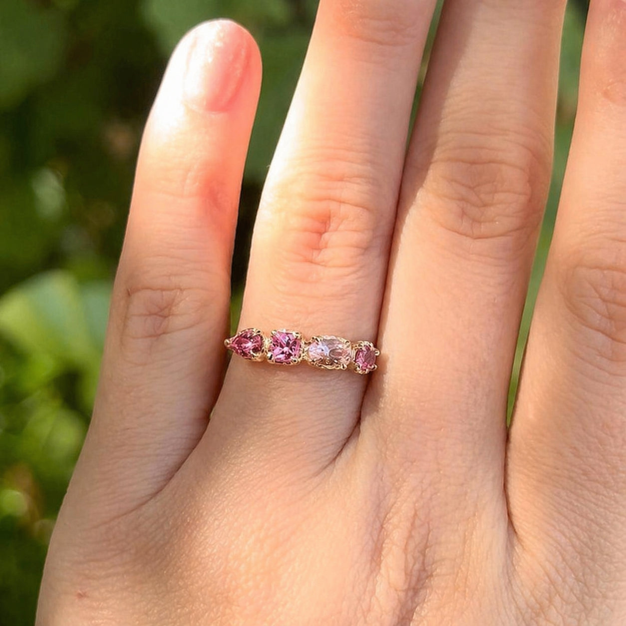 14k Gold ‘Pink Coral’ Multi-Gem Ring