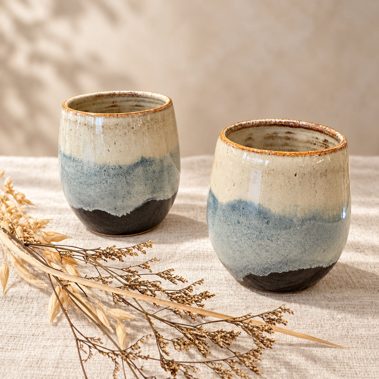 Charcoal Horizon Stoneware Tumblers