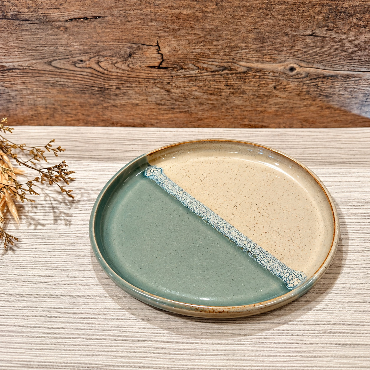 Large Sea Glass Organic Stoneware Plate