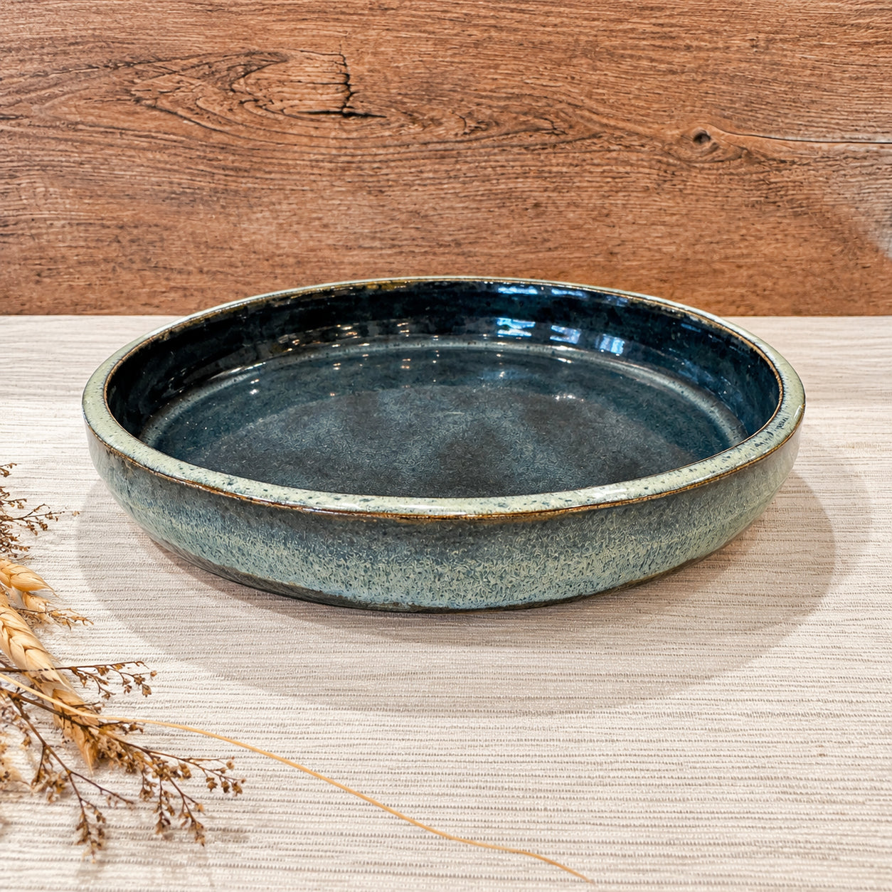 Deep Sea Rimmed Stoneware Plate