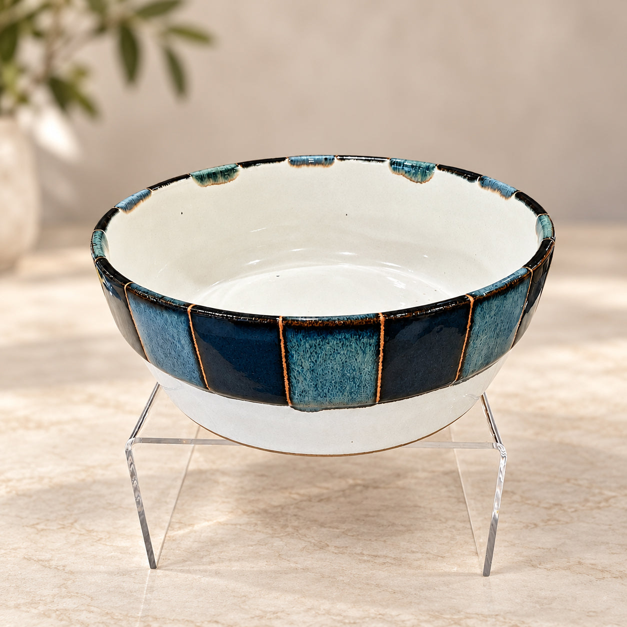 Deep Sea Stripe Stoneware Bowl