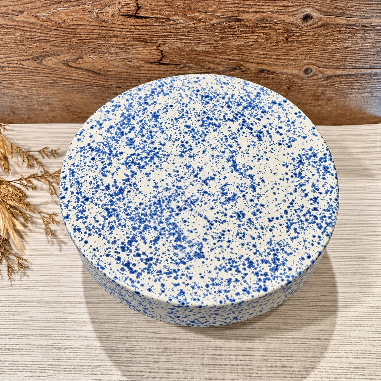 Cobalt Speckle Reversible Stoneware Cake Stand