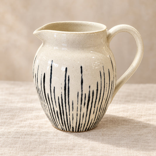 Indigo Stripe Stoneware Pitcher