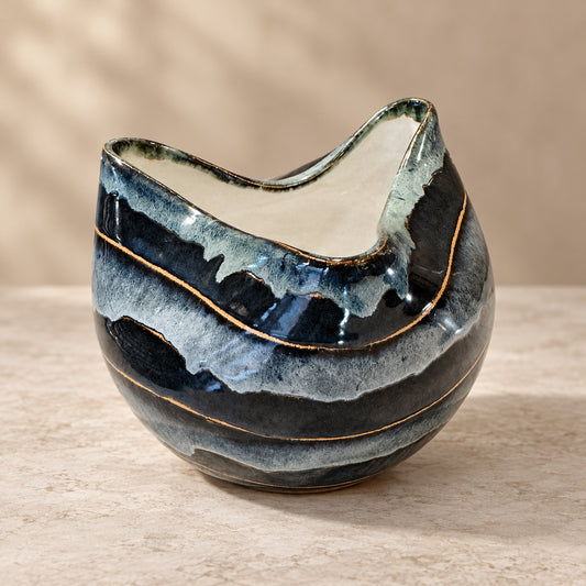 Deep Sea Three-Point Stoneware Vase
