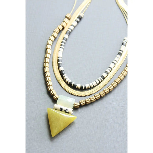 Triple Strand Art Deco Necklace with Vulcanite