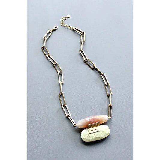 Agate + Jasper Pendant Necklace